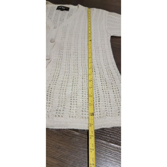 Womens Wool Cardigan Sweater Short Top Medium Hand Knit Crochet Boho Luxe Peru - Picture 6 of 6